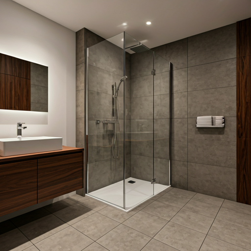 Luxury minimalist bathroom with walk-in shower
